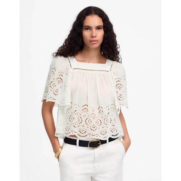 Madewell Tops - MADEWELL Women's Flutter-Sleeve Top Size M In White